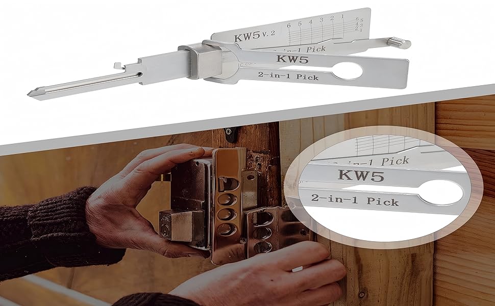 Locksmith Tool KW5 2 in 1 Pick Maintenance Repair Tool Set Stainless Tool Civil Lock Opener