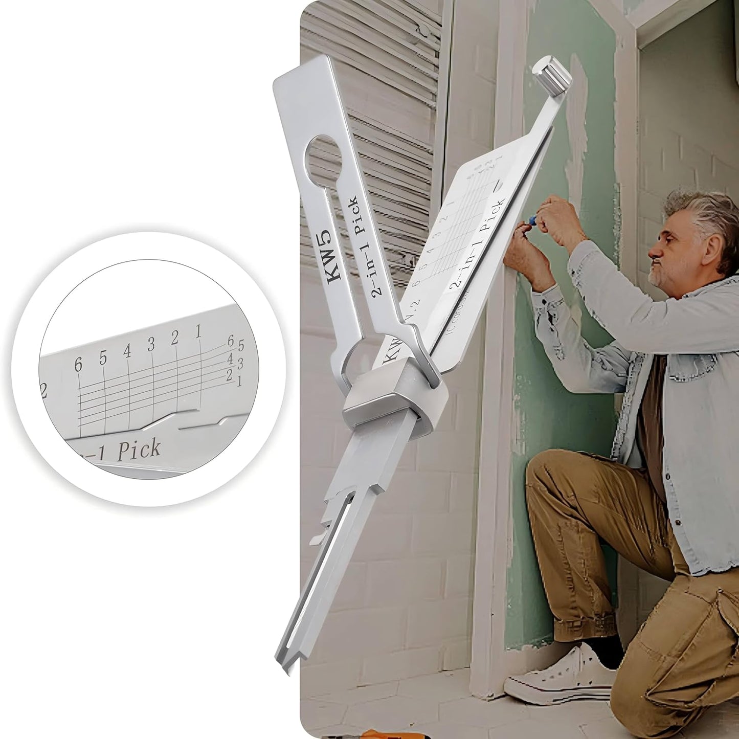 Locksmith Tool KW5 2 in 1 Pick Maintenance Repair Tool Set Stainless Tool Civil Lock Opener