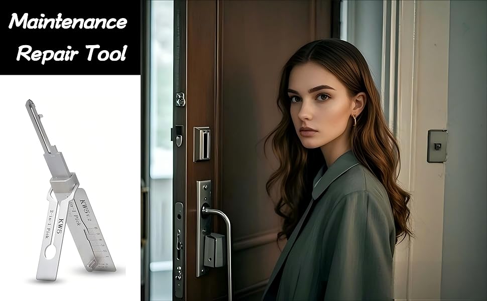 Locksmith Tool KW5 2 in 1 Pick Maintenance Repair Tool Set Stainless Tool Civil Lock Opener
