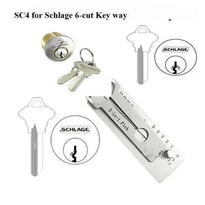 Hi-Key SC4 2-in-1 Key Decoder & Hook Pickup Tool - Stainless Steel for 6-Pin Keyway Cylinders