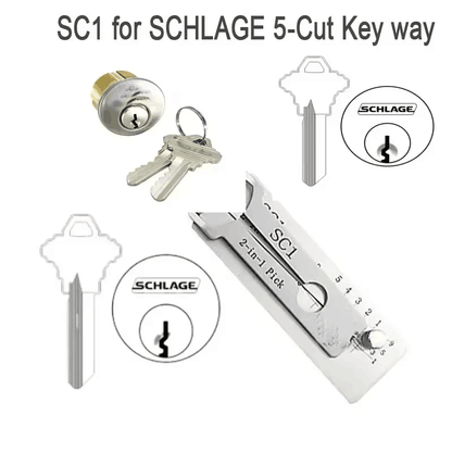 Hi-Key SC1 2-in-1 Key Decoder - Stainless Steel Precision Measuring Tool for 5-Pin Keyway Cylinders