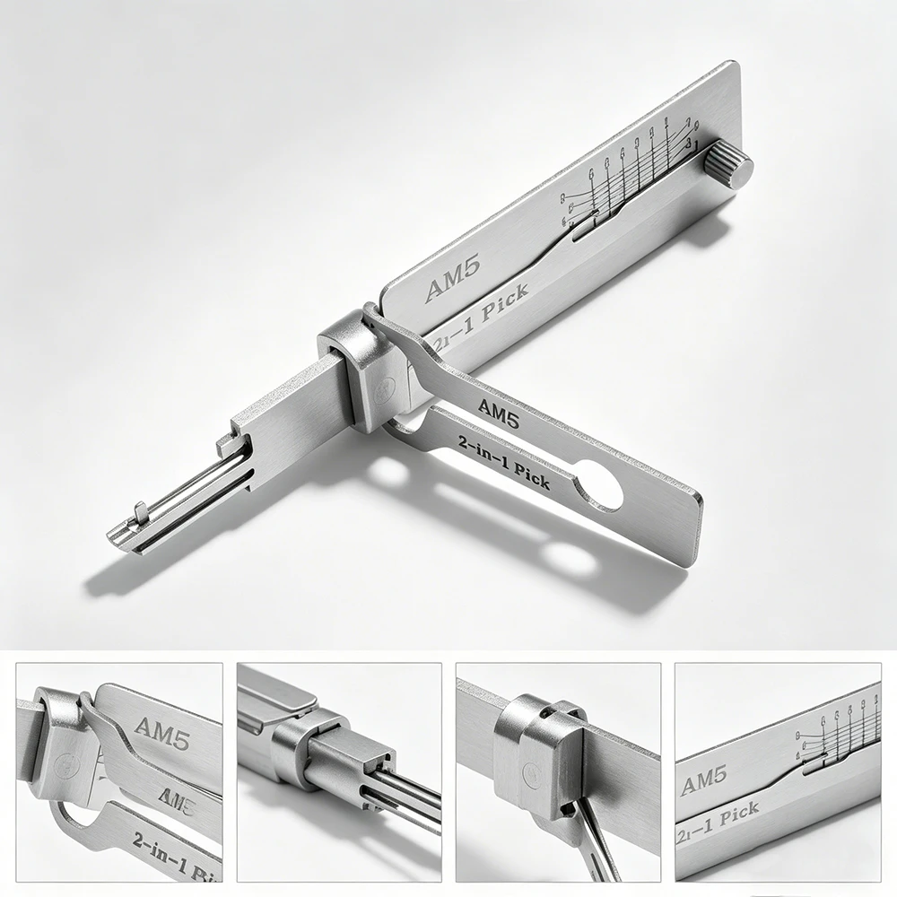 Hi-Key AM5 2-in-1 Key Decoder - Stainless Steel Precision Measuring Tool