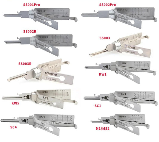 2 in1 SS001 SS002 SS002R R52 KW1 KW5 SC1 SC4 SC20 M1/MS2 AM5 R52L Lock Pick Set Locksmith Tools for Home Door Civil Locks