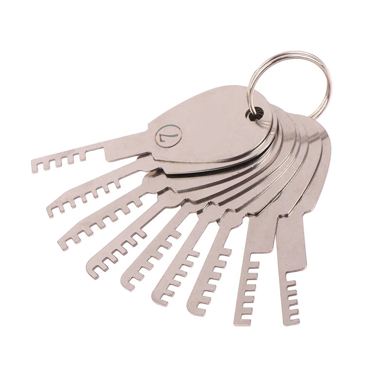 Locksmiths  Tools Stainless Steel Comb Lock 9in1 Full Set Repair Tool