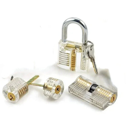 9 pcs Transparent Locksmith Locks Cutaway Training Skill Professional Visible Practice Padlock Copper Lock Pick Tools Hardware