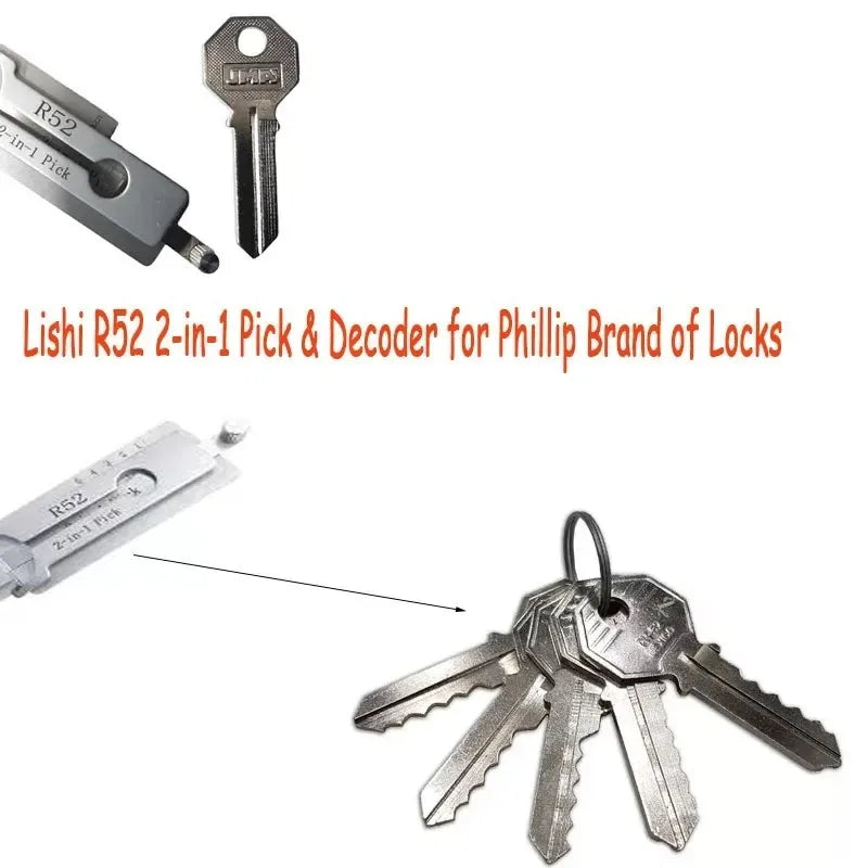 Lishi Lock Picking R52 R52L 2 in1 Locksmith Tools Master Key Decoder CIVIL LOCK OPENER TOOLS