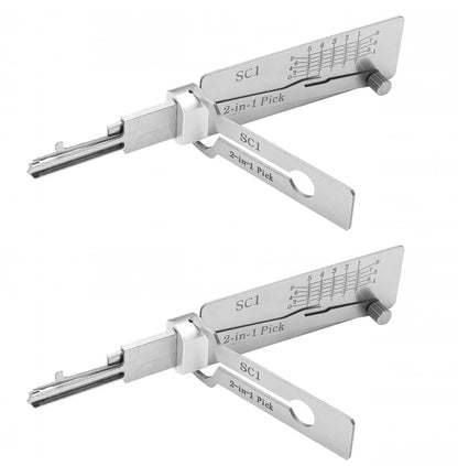 Hi-Key SC1 2-in-1 Key Decoder - Stainless Steel Precision Measuring Tool for 5-Pin Keyway Cylinders