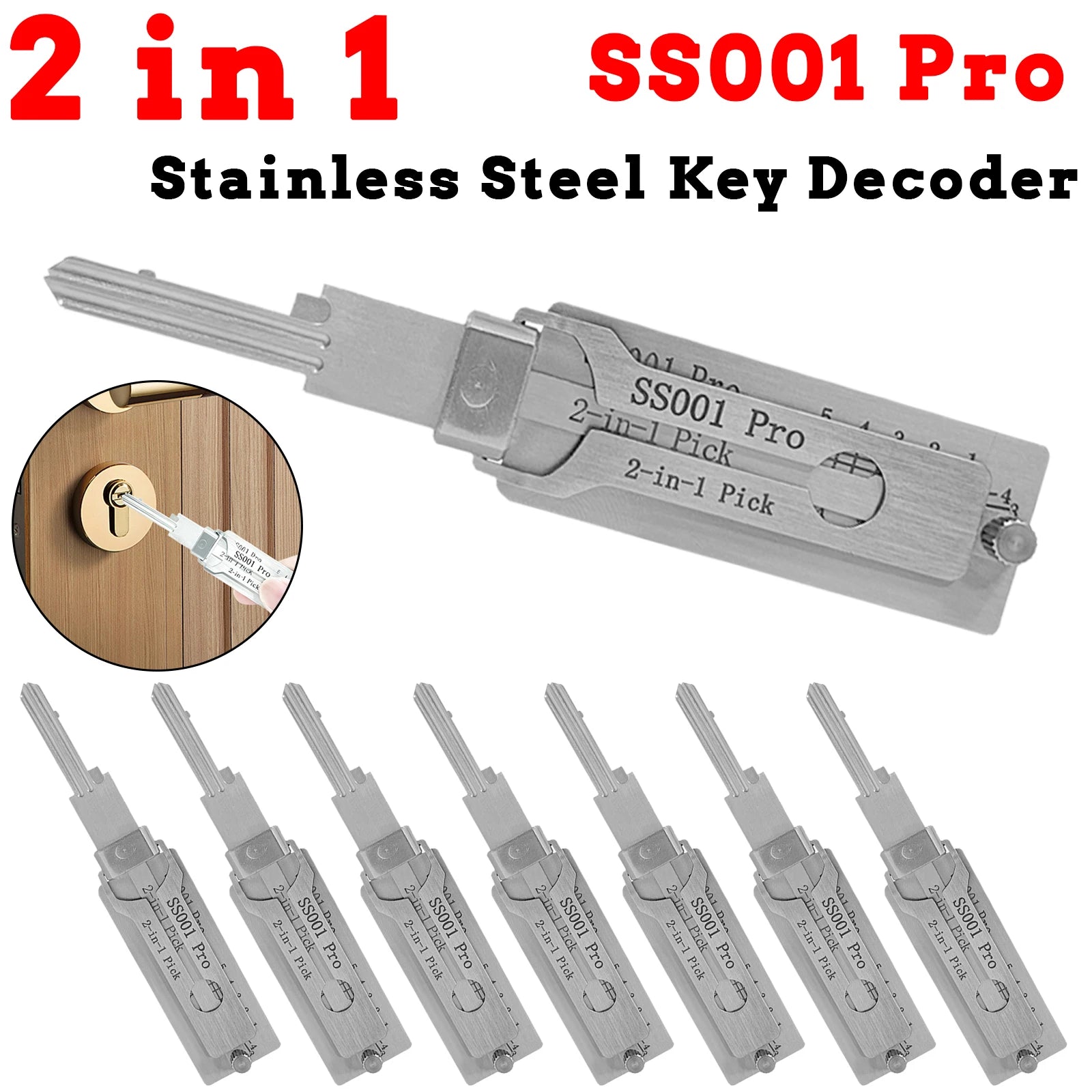 Hi-Key SS001 Pro 2-in-1 Key Decoder - Stainless Steel Precision Measuring Tool