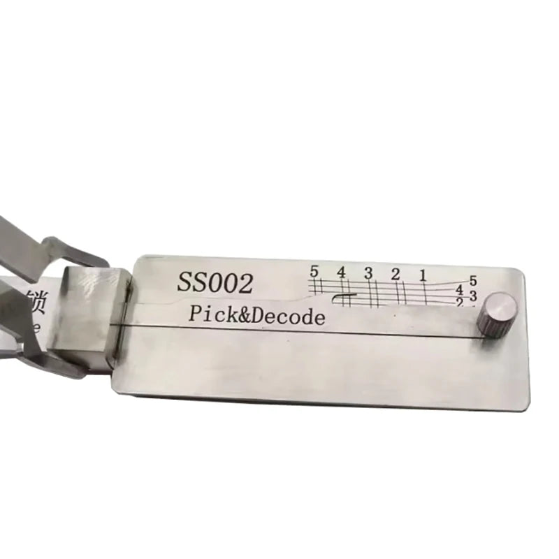 Hi-Key SS002 2-in-1 Key Decoder - Stainless Steel Precision Measuring Tool for Positive S Groove Cylinders