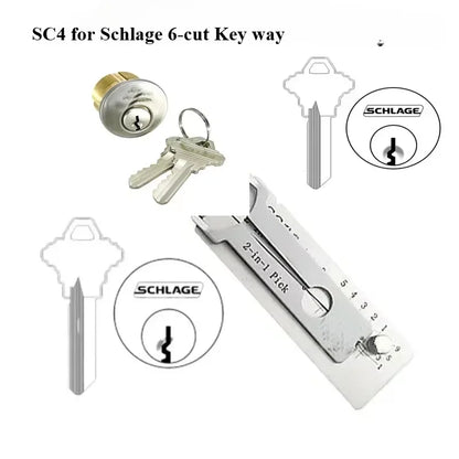 2pcs SC1 & SC4  Lock Picking  2 in 1 Locksmith Tools Master Key Decoder  Hook & Pick Set Pickup Kit