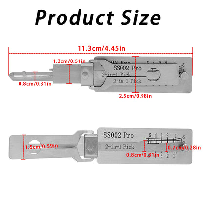 Hi-Key SS002 Pro 2-in-1 Key Decoder - Stainless Steel Precision Measuring Tool