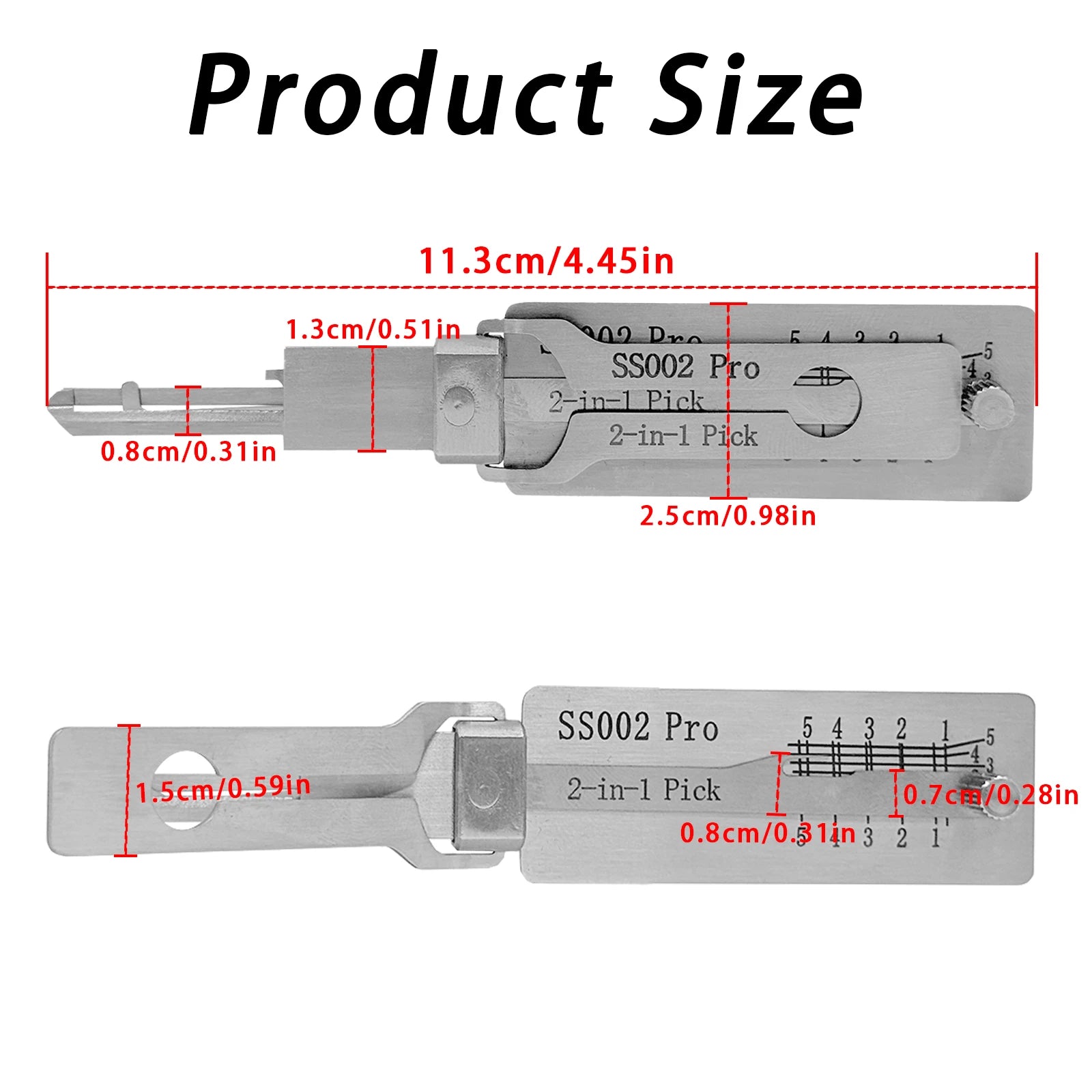 Hi-Key SS001 Pro 2-in-1 Key Decoder - Stainless Steel Precision Measuring Tool