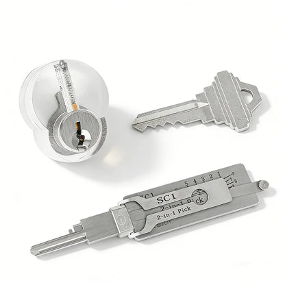 Hi-Key SC1 2-in-1 Key Decoder - Stainless Steel Precision Measuring Tool for 5-Pin Keyway Cylinders