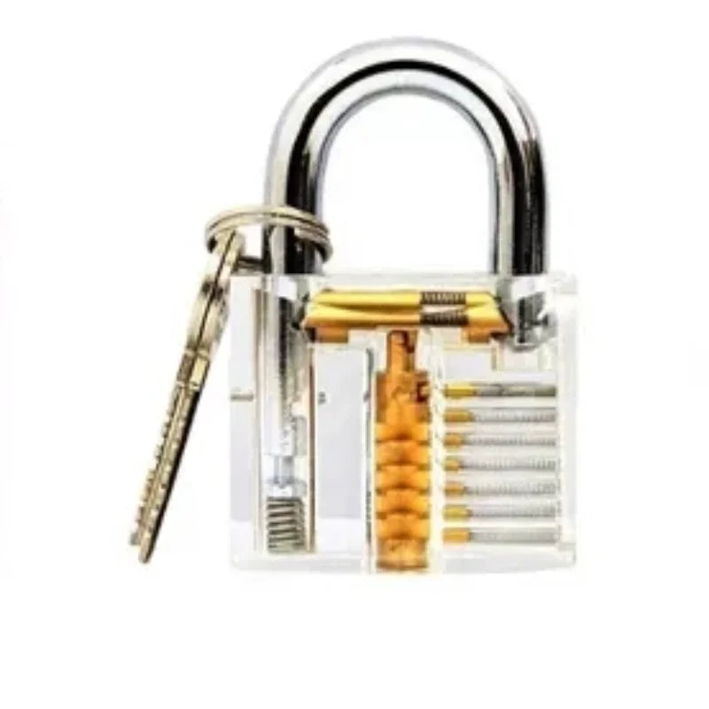 9 pcs Transparent Locksmith Locks Cutaway Training Skill Professional Visible Practice Padlock Copper Lock Pick Tools Hardware