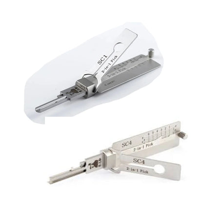 2pcs SC1 & SC4  Lock Picking  2 in 1 Locksmith Tools Master Key Decoder  Hook & Pick Set Pickup Kit