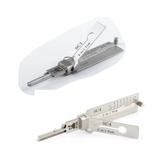 2pcs SC1 & SC4  Lock Picking  2 in 1 Locksmith Tools Master Key Decoder  Hook & Pick Set Pickup Kit