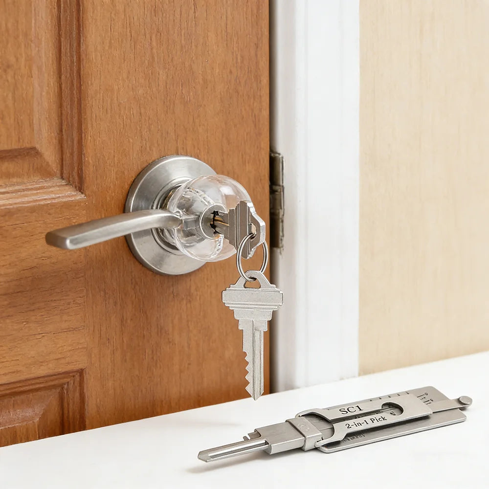 Hi-Key SC1 2-in-1 Key Decoder - Stainless Steel Precision Measuring Tool for 5-Pin Keyway Cylinders