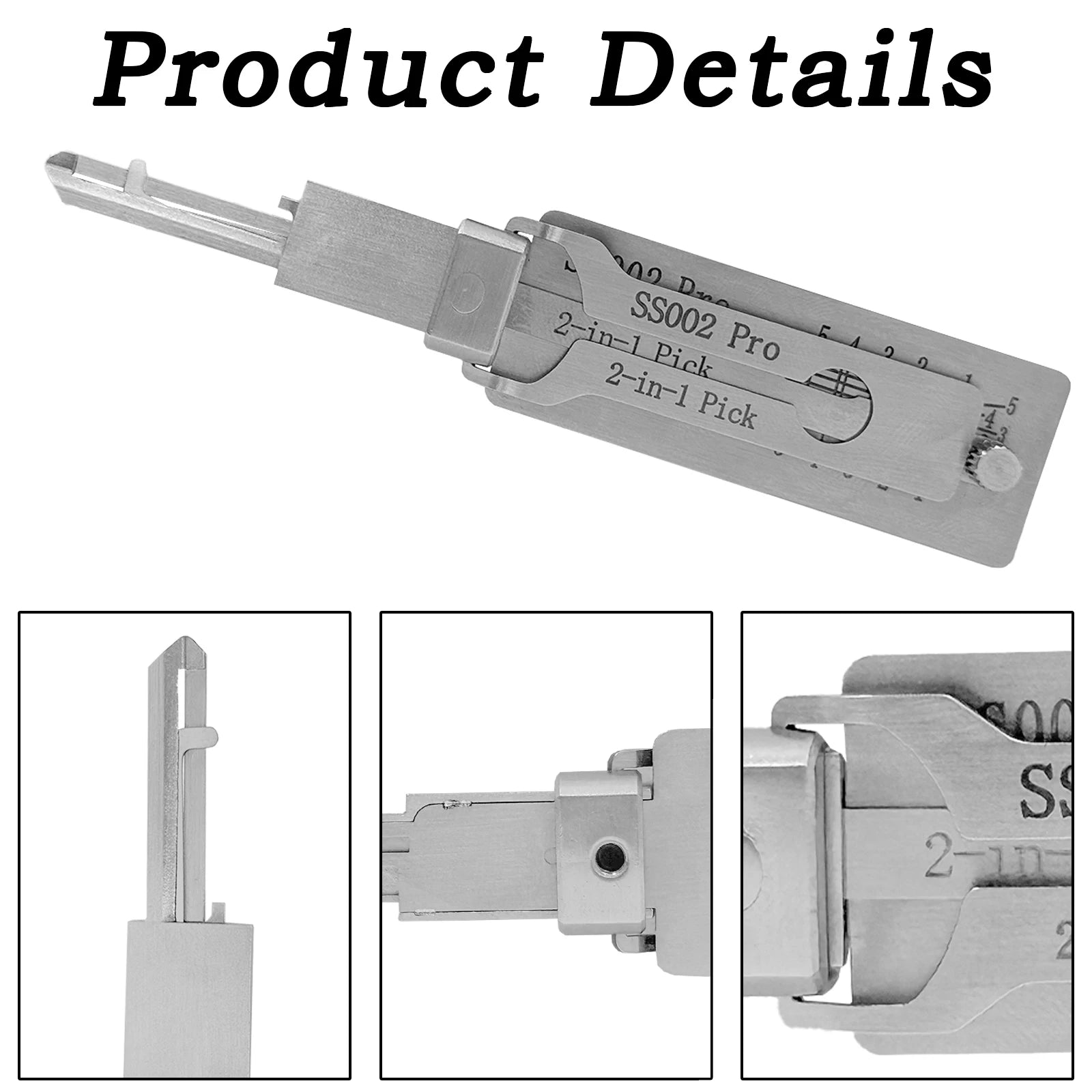 Hi-Key SS002 Pro 2-in-1 Key Decoder - Stainless Steel Precision Measuring Tool