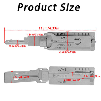 Hi-Key KW1 2-in-1 Key Decoder - Stainless Steel Precision Measuring Tool