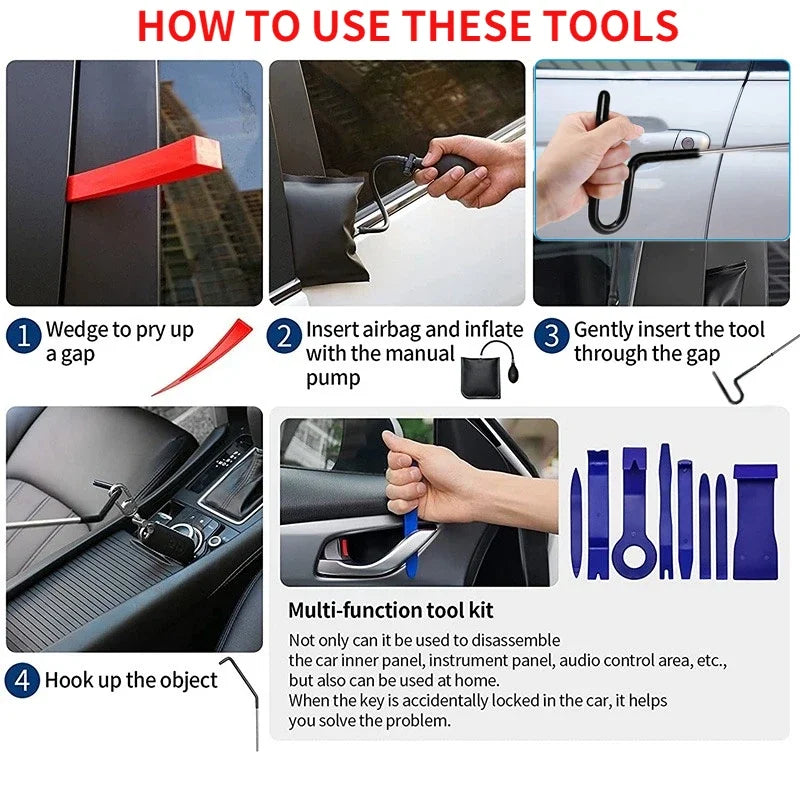 Car Tool Kit Auto Locksmith Emergency Open Unlock Long Reach Grabber