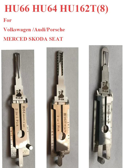 HU66 HU162T(8) HU64 Lishi Vehicle 2-in-1 Decoder Cars Lock Picking Set for Volkswagen /Audi/Porsche MERCED SKODA SEAT VAG GROUP