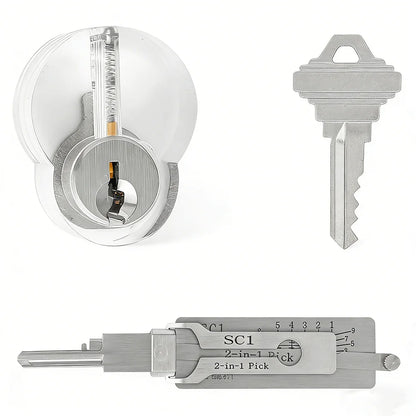 Hi-Key SC1 2-in-1 Key Decoder - Stainless Steel Precision Measuring Tool for 5-Pin Keyway Cylinders