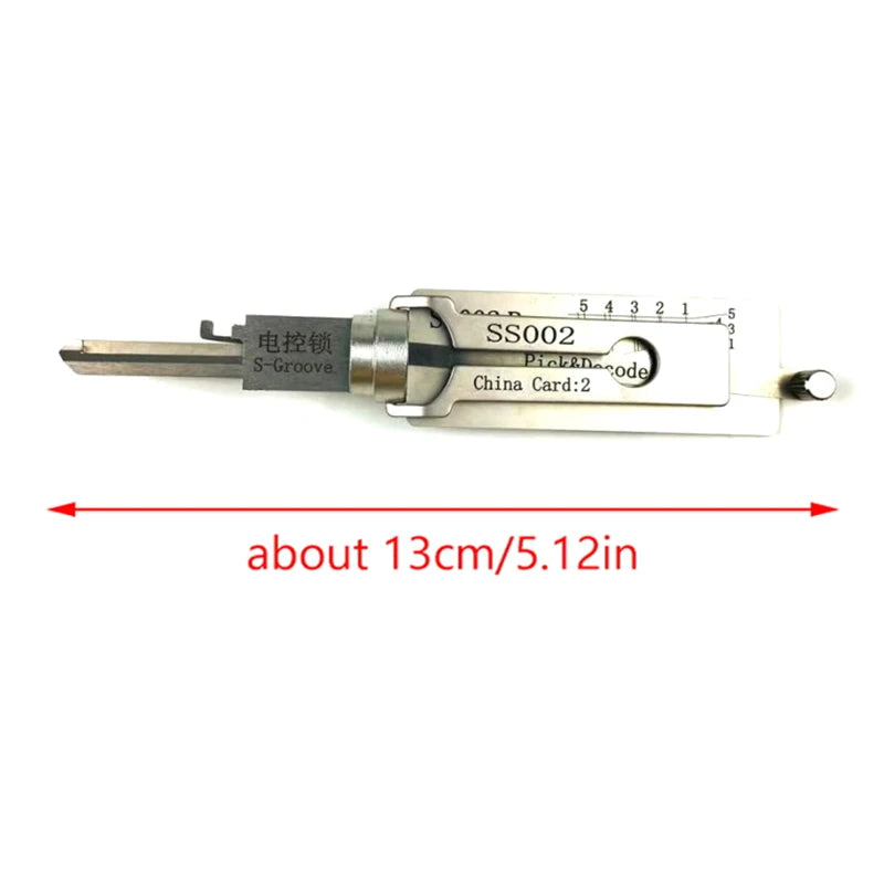 Hi-Key SS002 2-in-1 Key Decoder - Stainless Steel Precision Measuring Tool for Positive S Groove Cylinders
