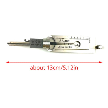 Hi-Key SS002 2-in-1 Key Decoder - Stainless Steel Precision Measuring Tool for Positive S Groove Cylinders