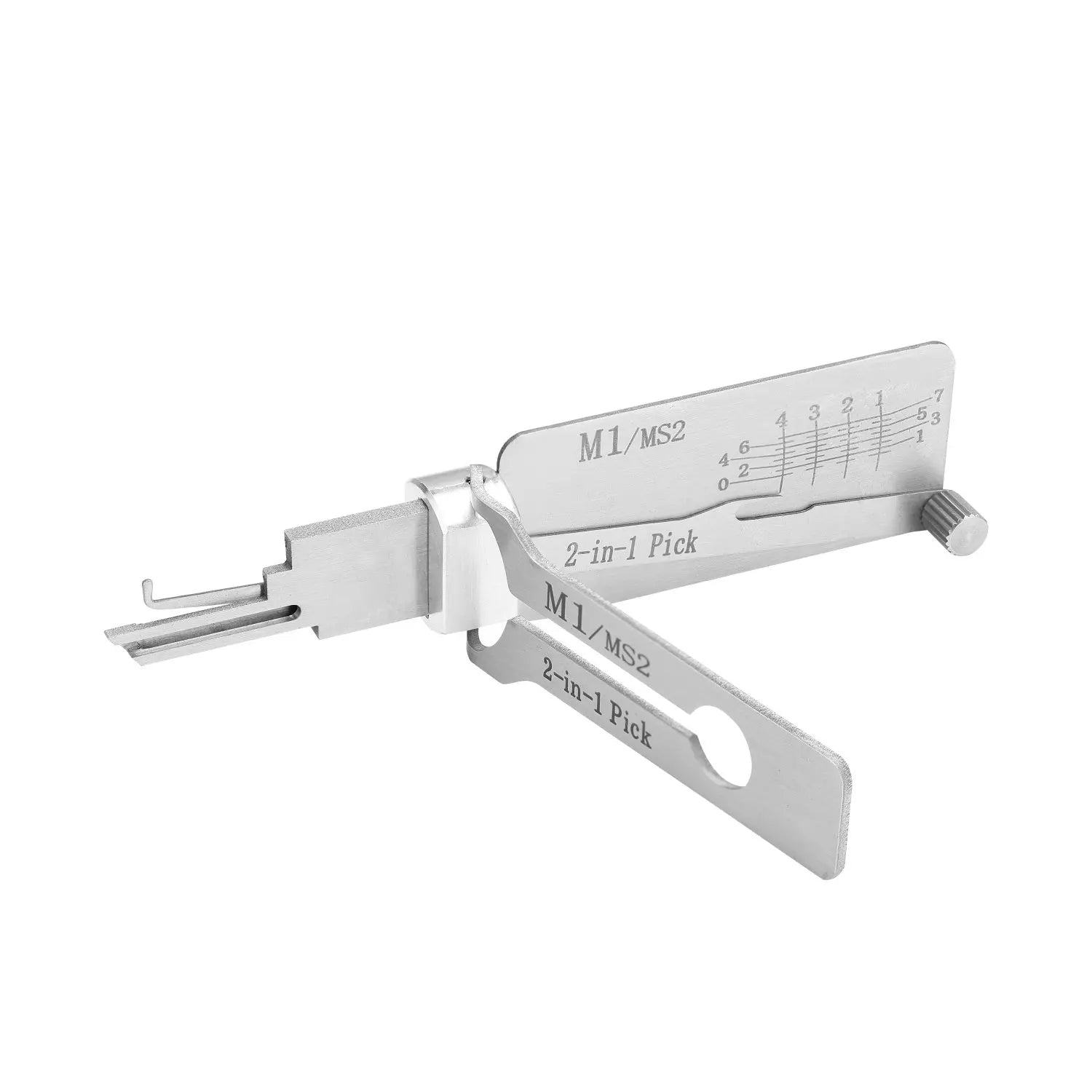 Hi-Key M1/MS2 2-in-1 Key Decoder - Stainless Steel Precision Measuring Tool for Padlock Cylinders