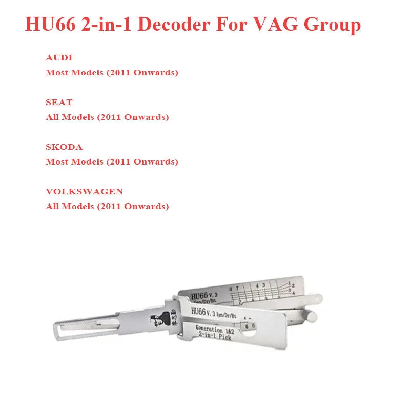 HU66 HU162T(8) HU64 Lishi Vehicle 2-in-1 Decoder Cars Lock Picking Set for Volkswagen /Audi/Porsche MERCED SKODA SEAT VAG GROUP