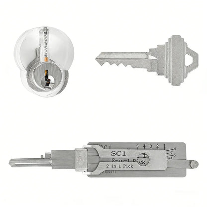 Hi-Key SC1 2-in-1 Key Decoder - Stainless Steel Precision Measuring Tool for 5-Pin Keyway Cylinders