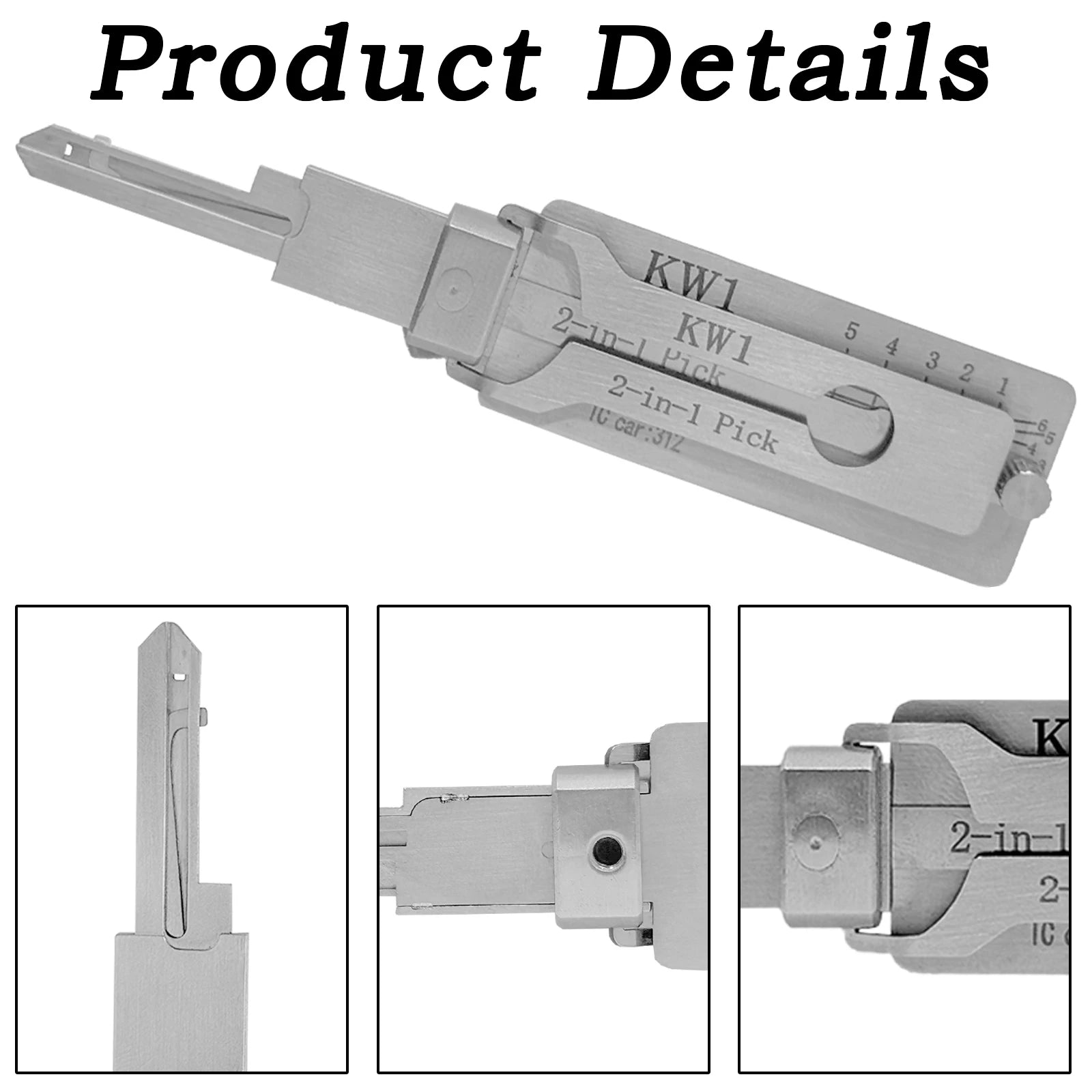Hi-Key KW1 2-in-1 Key Decoder - Stainless Steel Precision Measuring Tool