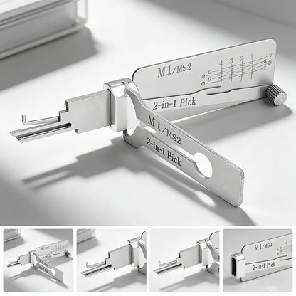 Hi-Key M1/MS2 2-in-1 Key Decoder - Stainless Steel Precision Measuring Tool for Padlock Cylinders