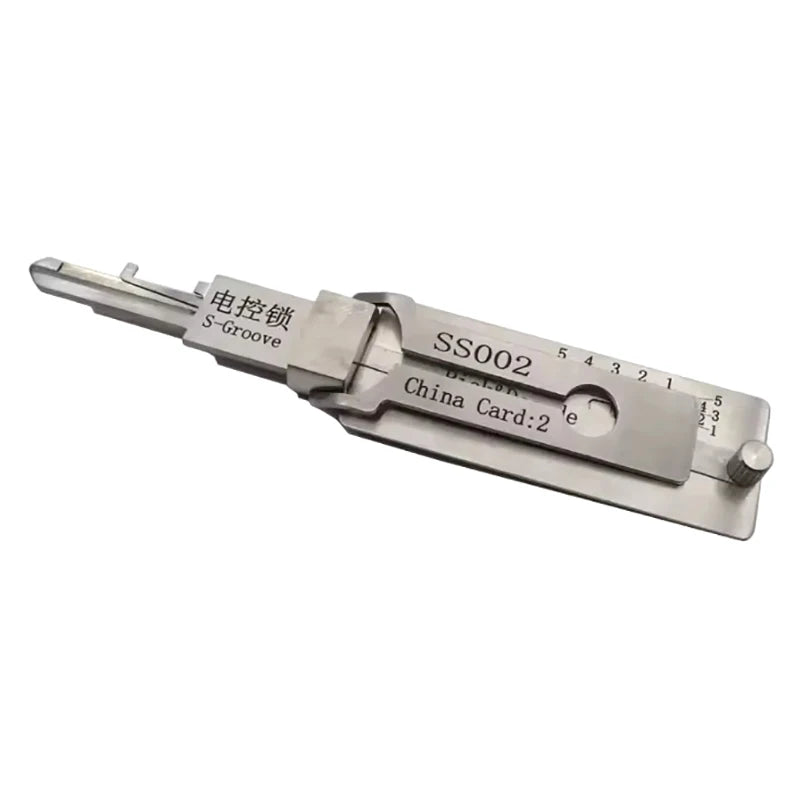 Hi-Key SS002 2-in-1 Key Decoder - Stainless Steel Precision Measuring Tool for Positive S Groove Cylinders