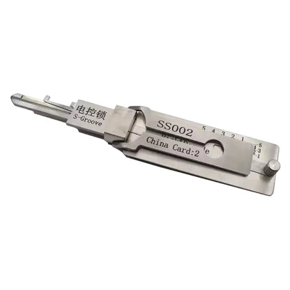 Hi-Key SS002 2-in-1 Key Decoder - Stainless Steel Precision Measuring Tool for Positive S Groove Cylinders