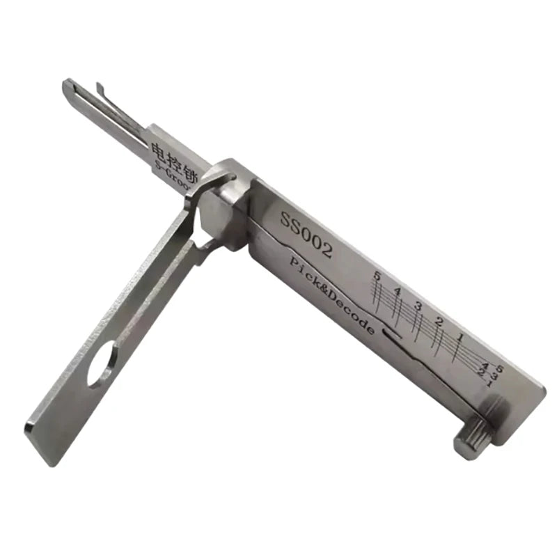 Hi-Key SS002 2-in-1 Key Decoder - Stainless Steel Precision Measuring Tool for Positive S Groove Cylinders