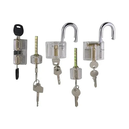 9 pcs Transparent Locksmith Locks Cutaway Training Skill Professional Visible Practice Padlock Copper Lock Pick Tools Hardware