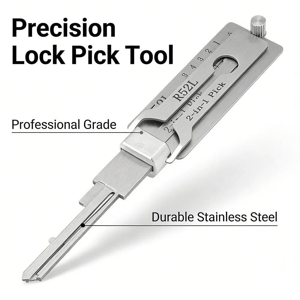 Hi-Key R52L 2-in-1 Key Decoder & Gauge Tool - Stainless Steel for Mexico Phillip Civil Locks Locksmith Tools