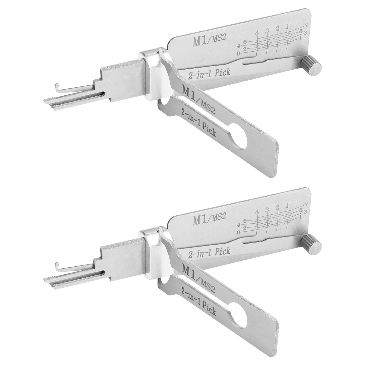 Hi-Key M1/MS2 2-in-1 Key Decoder - Stainless Steel Precision Measuring Tool for Padlock Cylinders