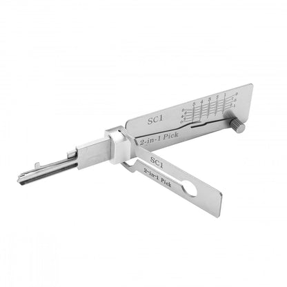 Hi-Key SC1 2-in-1 Key Decoder - Stainless Steel Precision Measuring Tool for 5-Pin Keyway Cylinders