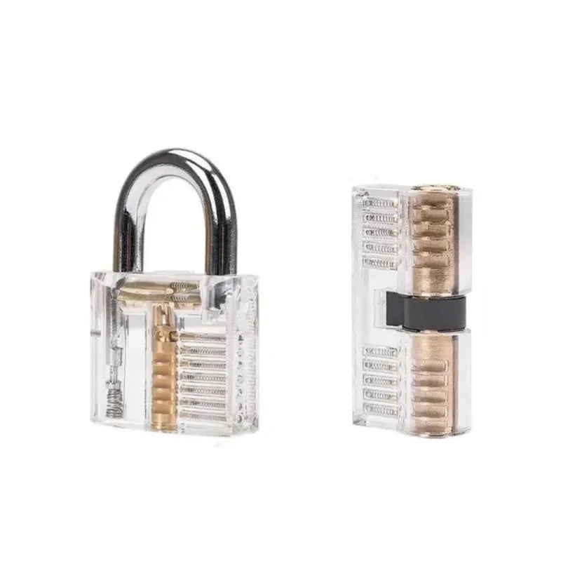 9 pcs Transparent Locksmith Locks Cutaway Training Skill Professional Visible Practice Padlock Copper Lock Pick Tools Hardware