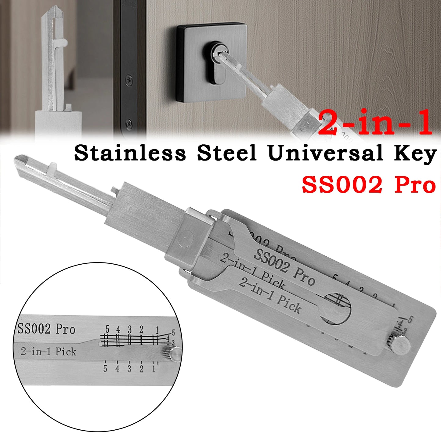 Hi-Key SS002 Pro 2-in-1 Key Decoder - Stainless Steel Precision Measuring Tool