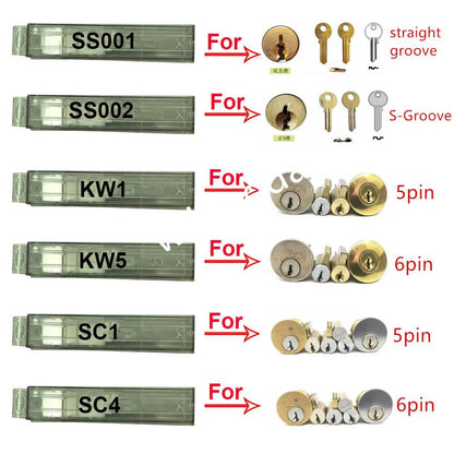 Hi-Key SC1 2-in-1 Key Decoder - Stainless Steel Precision Measuring Tool for 5-Pin Keyway Cylinders