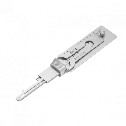 Hi-Key SC4 2-in-1 Key Decoder & Hook Pickup Tool - Stainless Steel for 6-Pin Keyway Cylinders