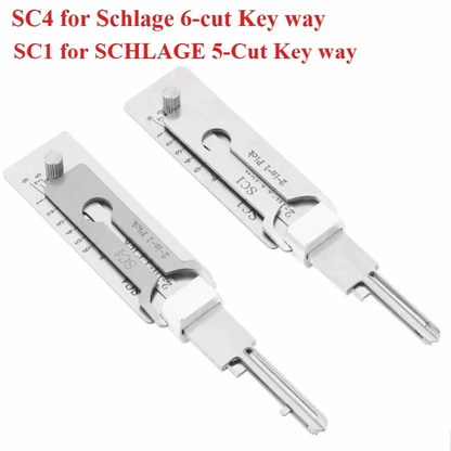 Hi-Key SC4 2-in-1 Key Decoder & Hook Pickup Tool - Stainless Steel for 6-Pin Keyway Cylinders
